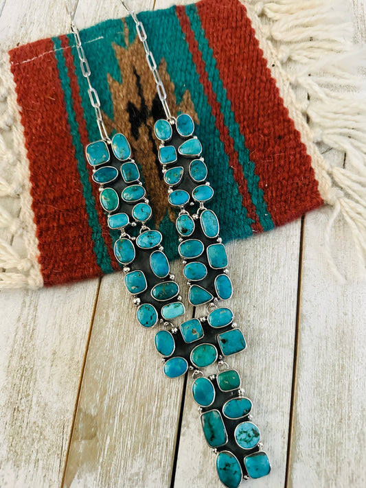 Handmade Sterling Silver & Turquoise Cluster Necklace