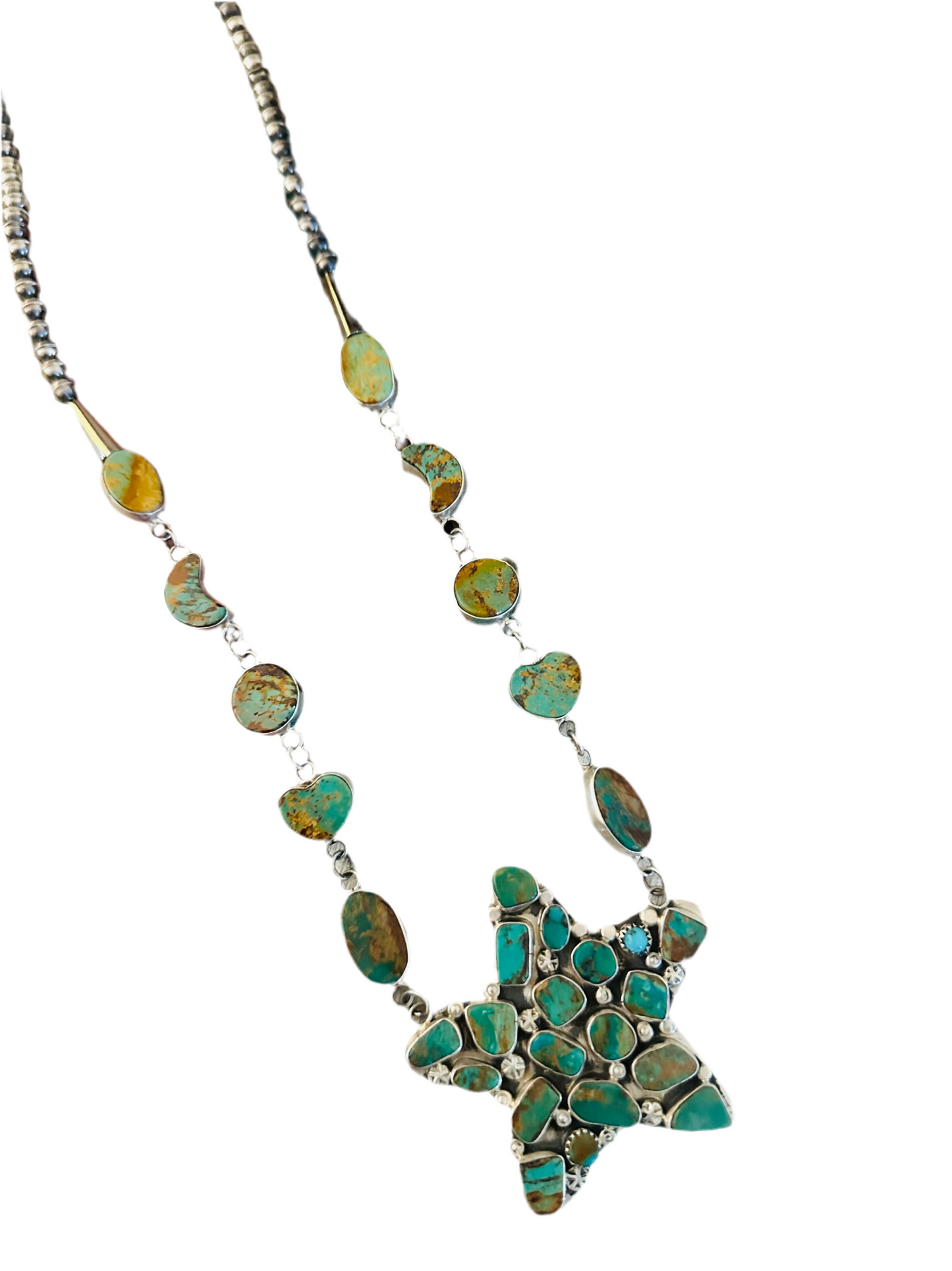 Navajo Sterling Silver & Royston Turquoise Star Necklace by Jacqueline Silver