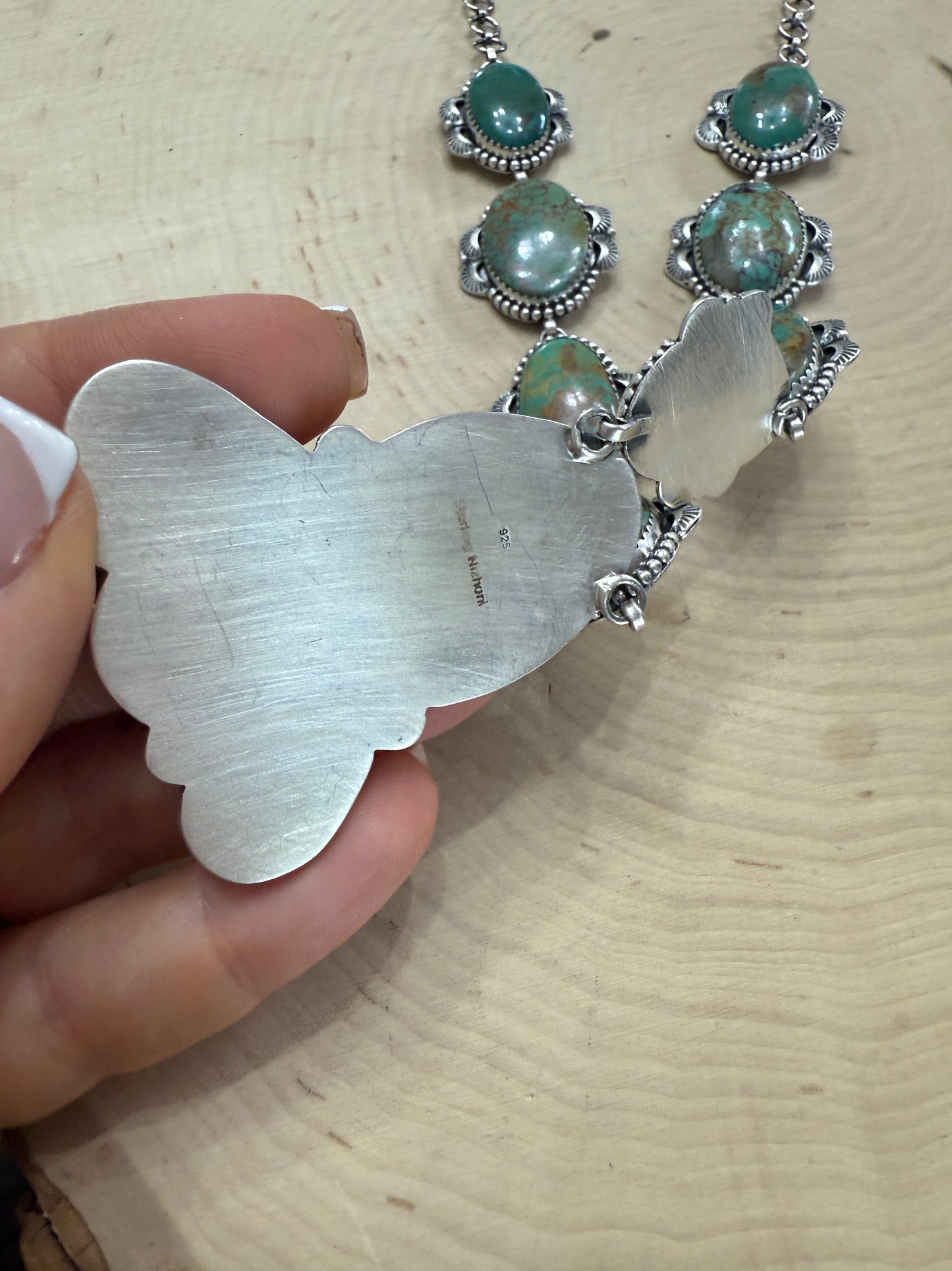 Handmade Sterling Silver & Royston Statement Necklace