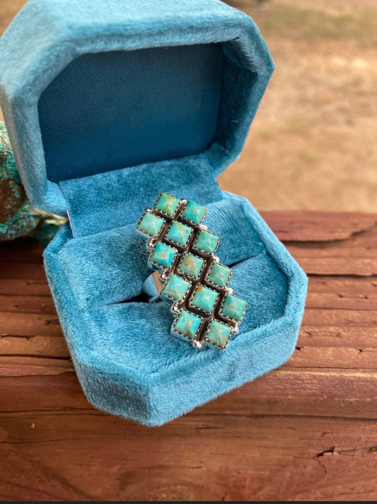 Beautiful Handmade Kingman Turquoise And Sterling Silver Adjustable Ring