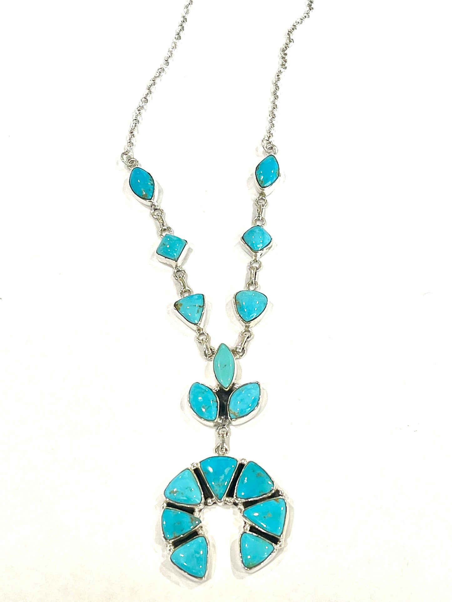 Handmade Sterling Silver Sonoran Mountain Turquoise Naja Necklace