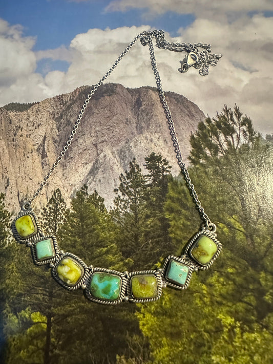 Handmade Sterling Silver & Palomino, Sonoran, Golden Hills Turquoise Necklace
