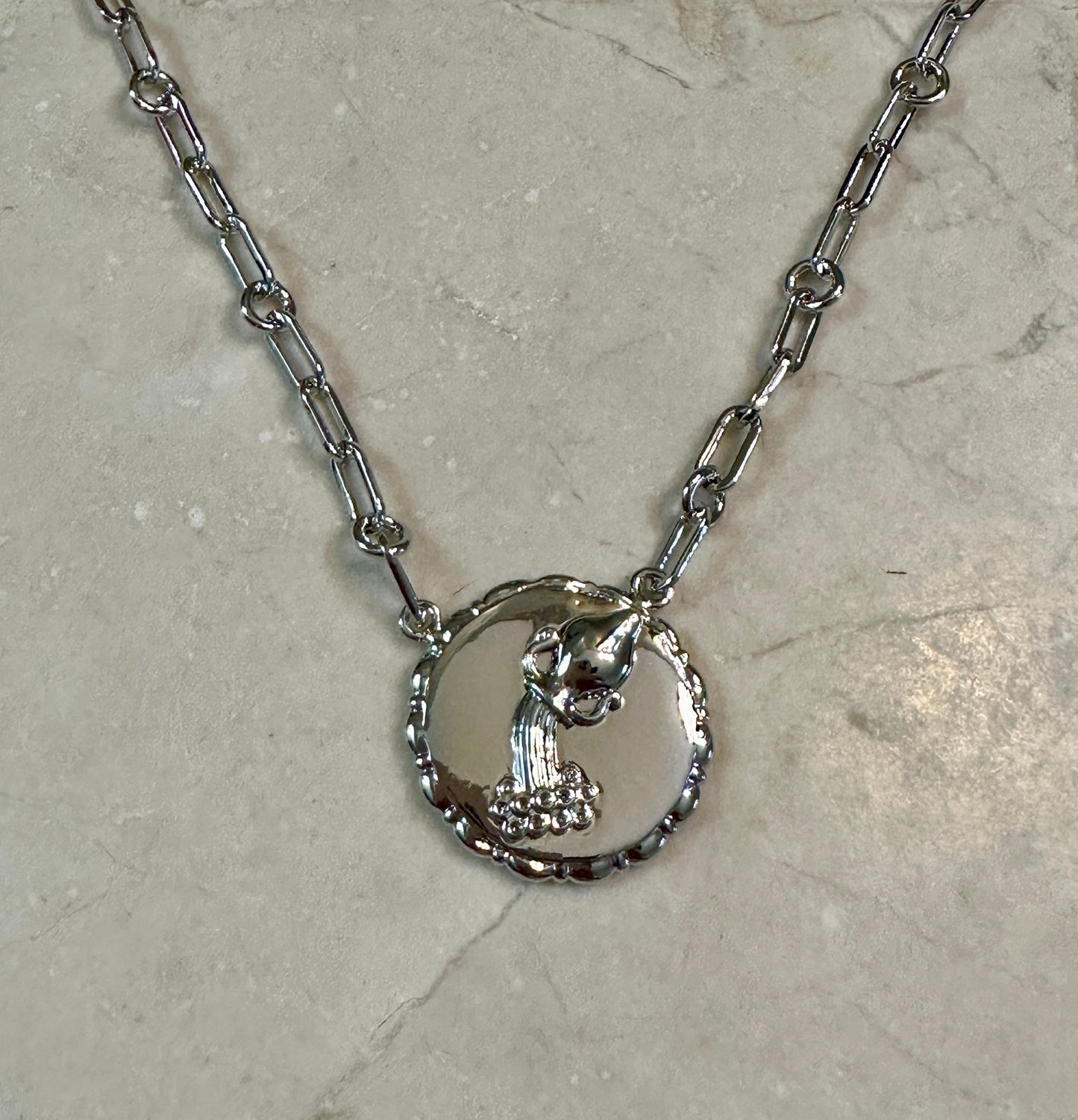 Bold CZ Zodiac Link Aquarius Necklace