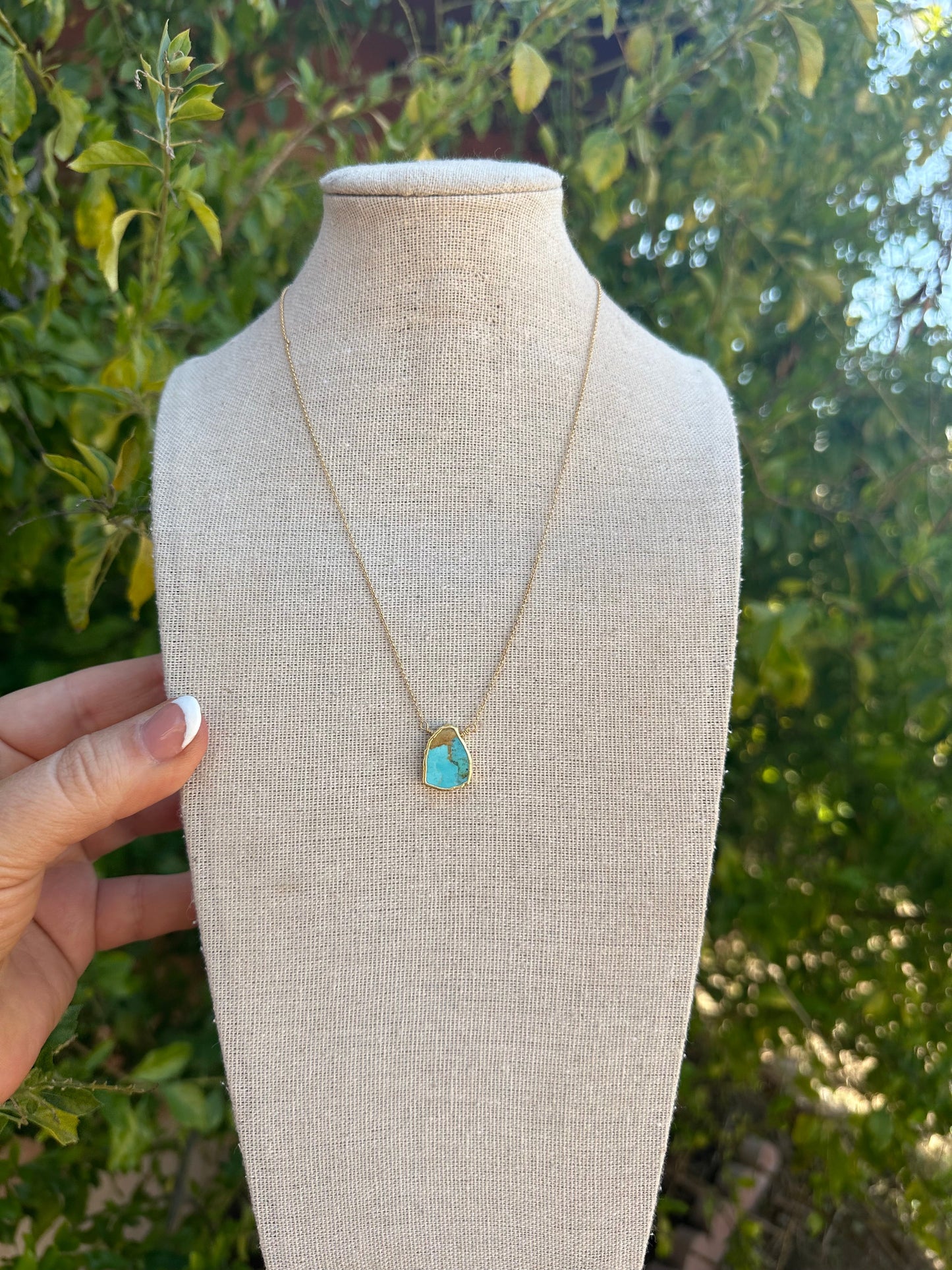 “The Golden Collection” Earth Wind Fire Handmade Natural Turquoise 14k Gold Plated Necklace