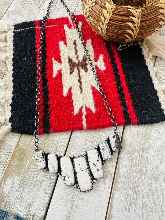 Navajo White Buffalo & Sterling Silver Necklace