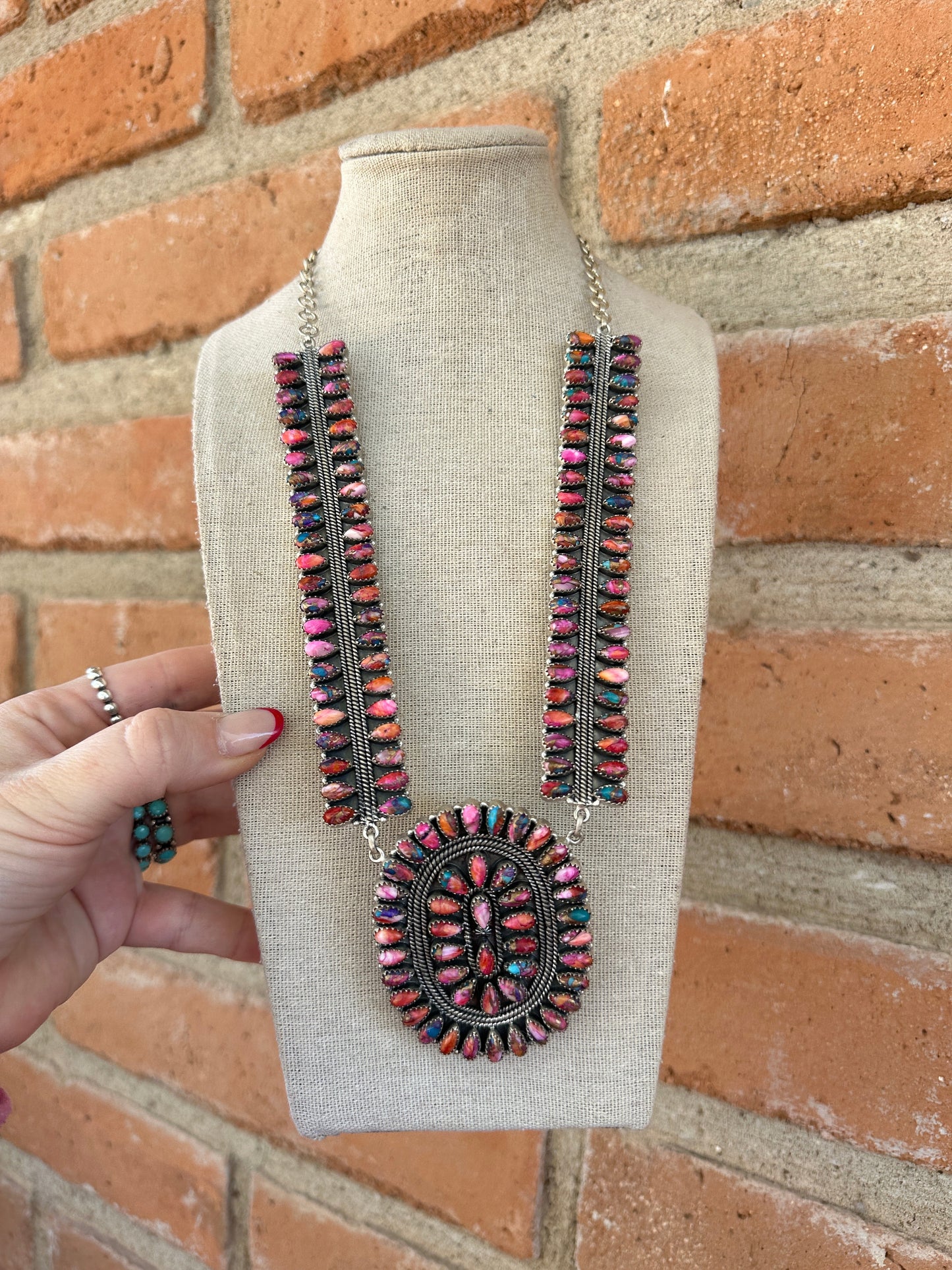 Handmade Pink Dream Mojave & Sterling Silver Statement Necklace