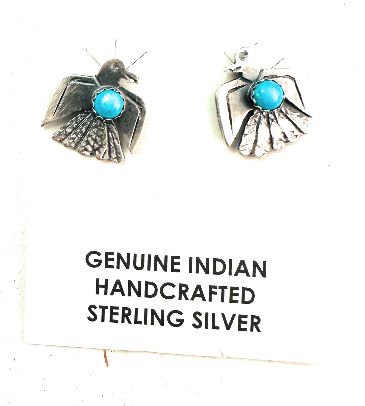 Navajo Sterling Silver & Turquoise Thunderbird Stud Earrings