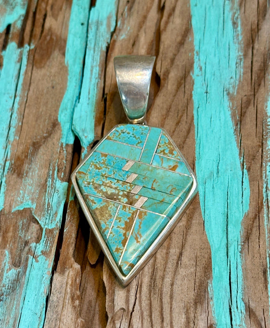 Navajo Inlay Number 8 Turquoise Diamond Shape Pendant
