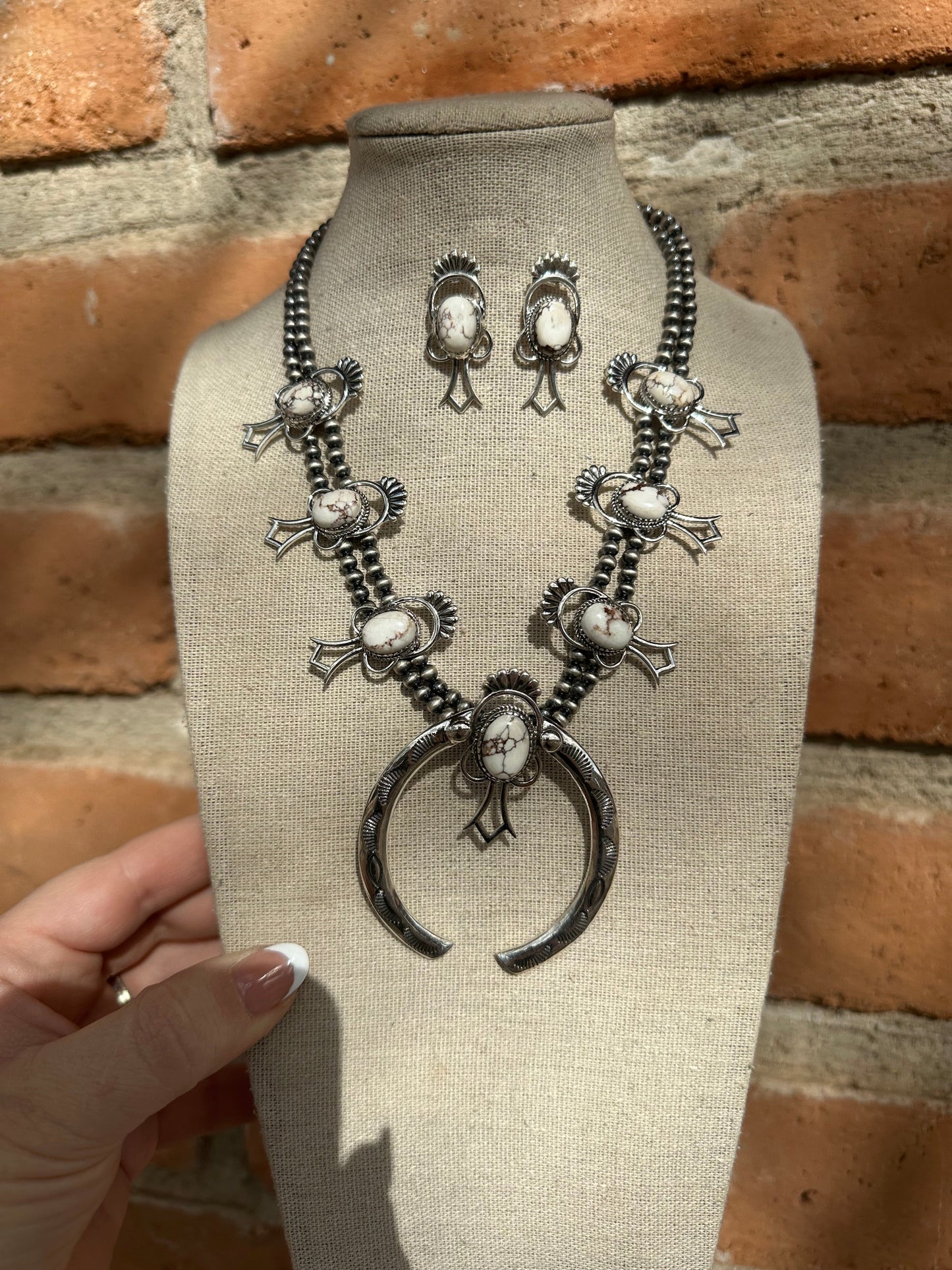 Handmade Sterling Silver, Wild Horse Squash Blossom Set