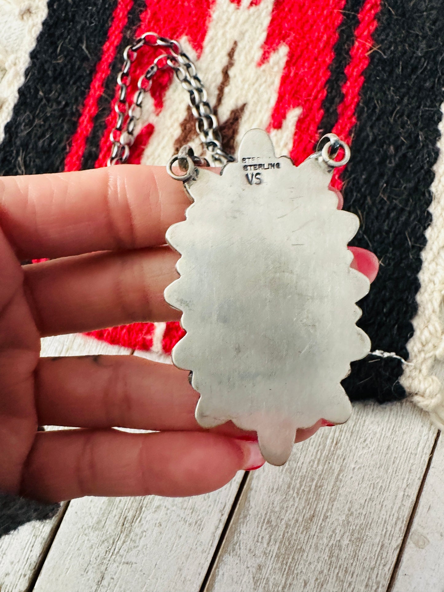 Navajo Sterling Silver & Queen Pink Conch Cluster Necklace