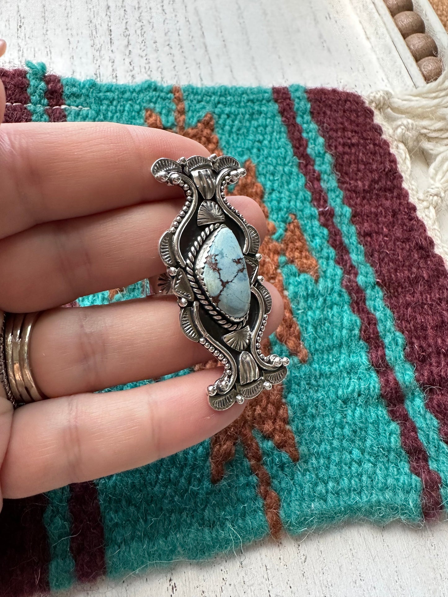 Nizhoni Beautiful Sterling Silver & Golden Hills Turquoise Adjustable Ring