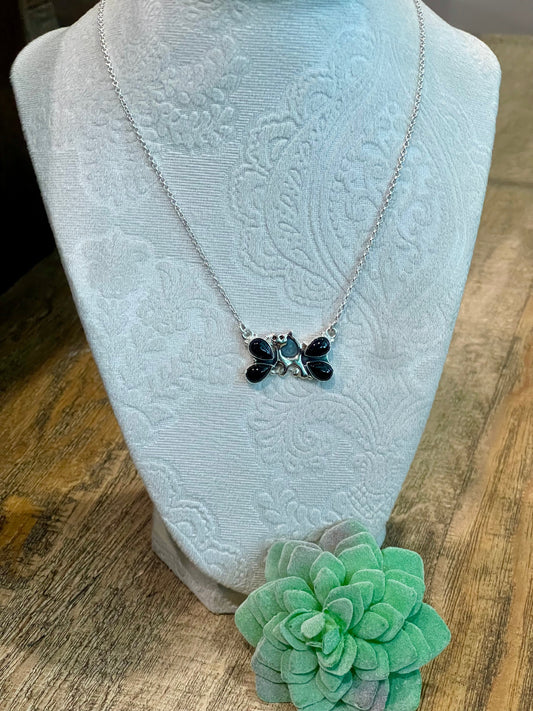 Beautiful Handmade Sterling Silver, Onyx Spooky Cat Necklace