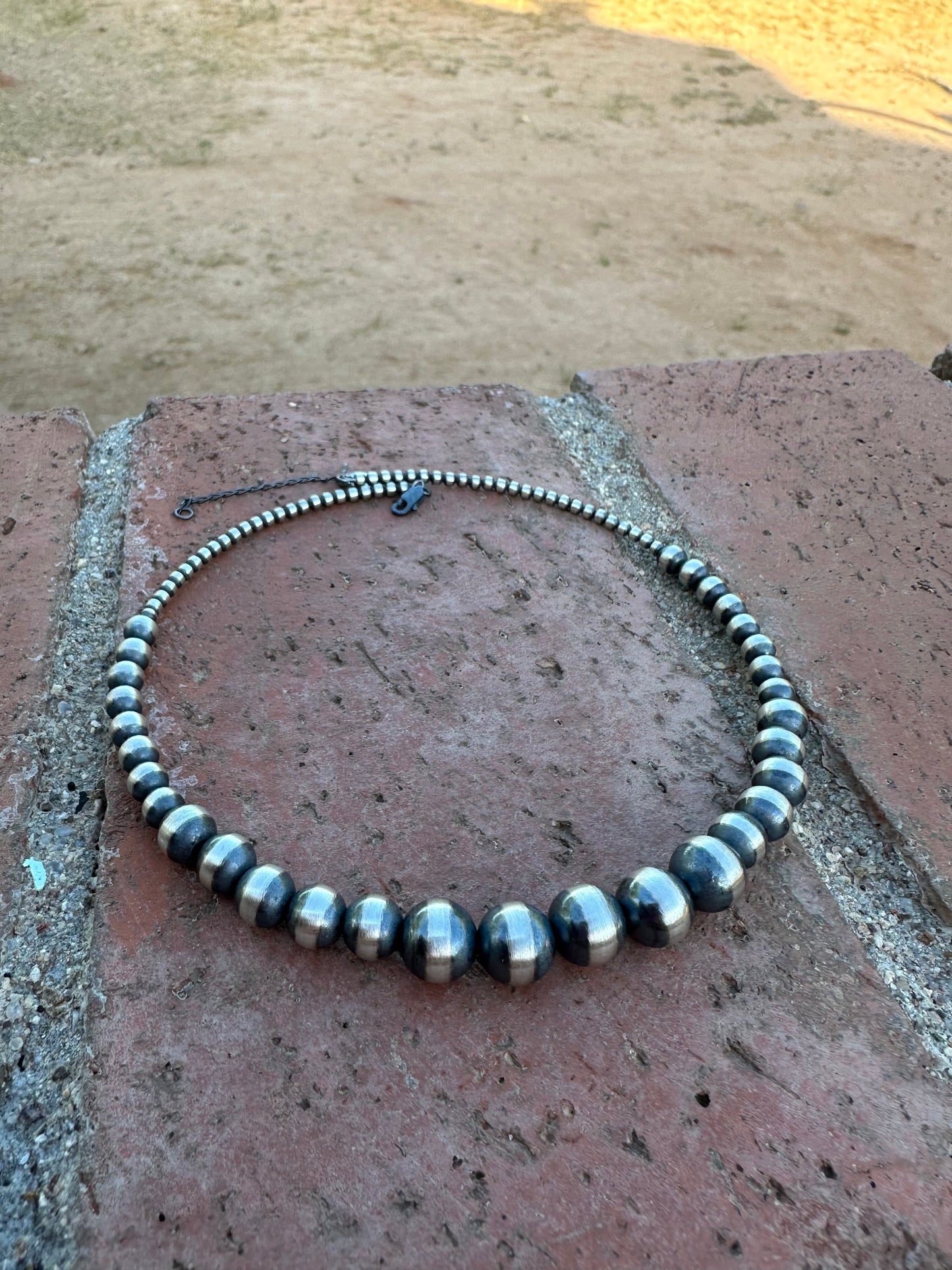 Navajo Sterling Silver Beaded Wrap Choker Necklace