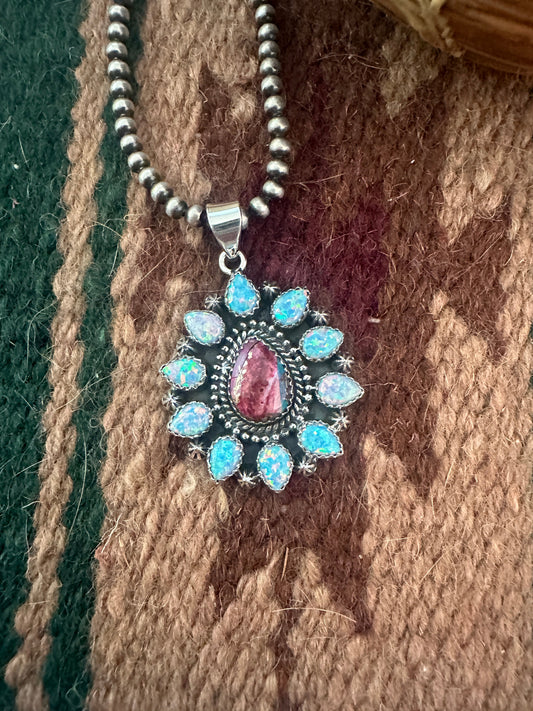 Handmade Opal, Pink Dream Mojave & Sterling Silver Pendant