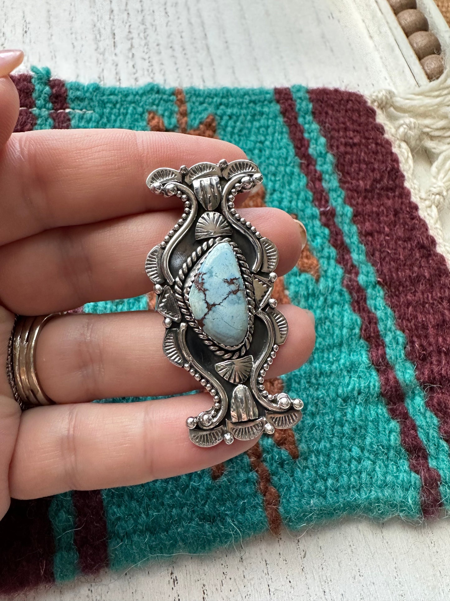 Nizhoni Beautiful Sterling Silver & Golden Hills Turquoise Adjustable Ring