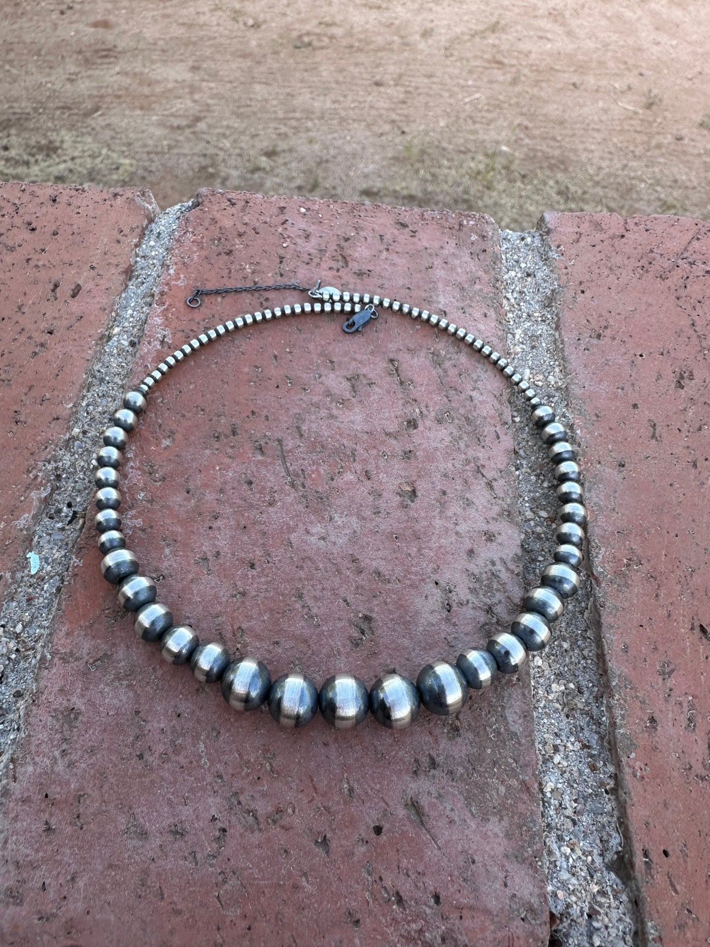 Navajo Sterling Silver Beaded Wrap Choker Necklace