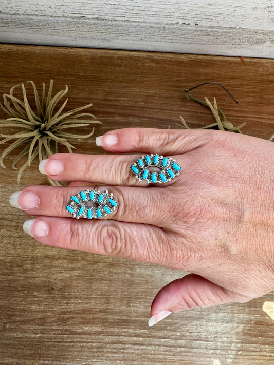 Small Cluster Ring – Kingman Turquoise, USA Made - size 6.5