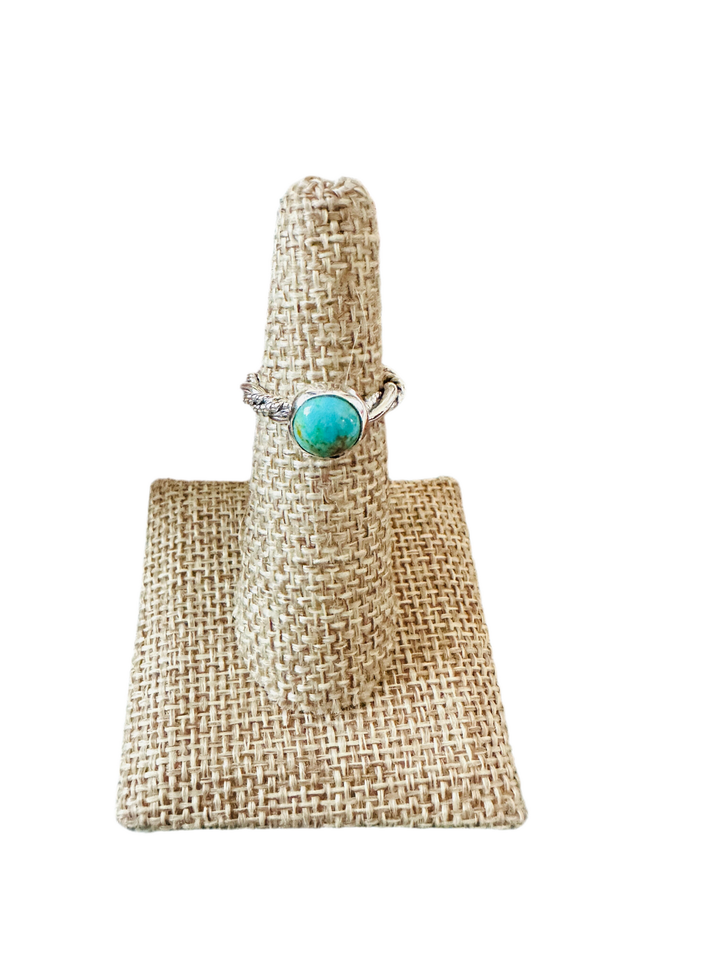 Navajo Turquoise & Twisted Sterling Silver Ring Size 5