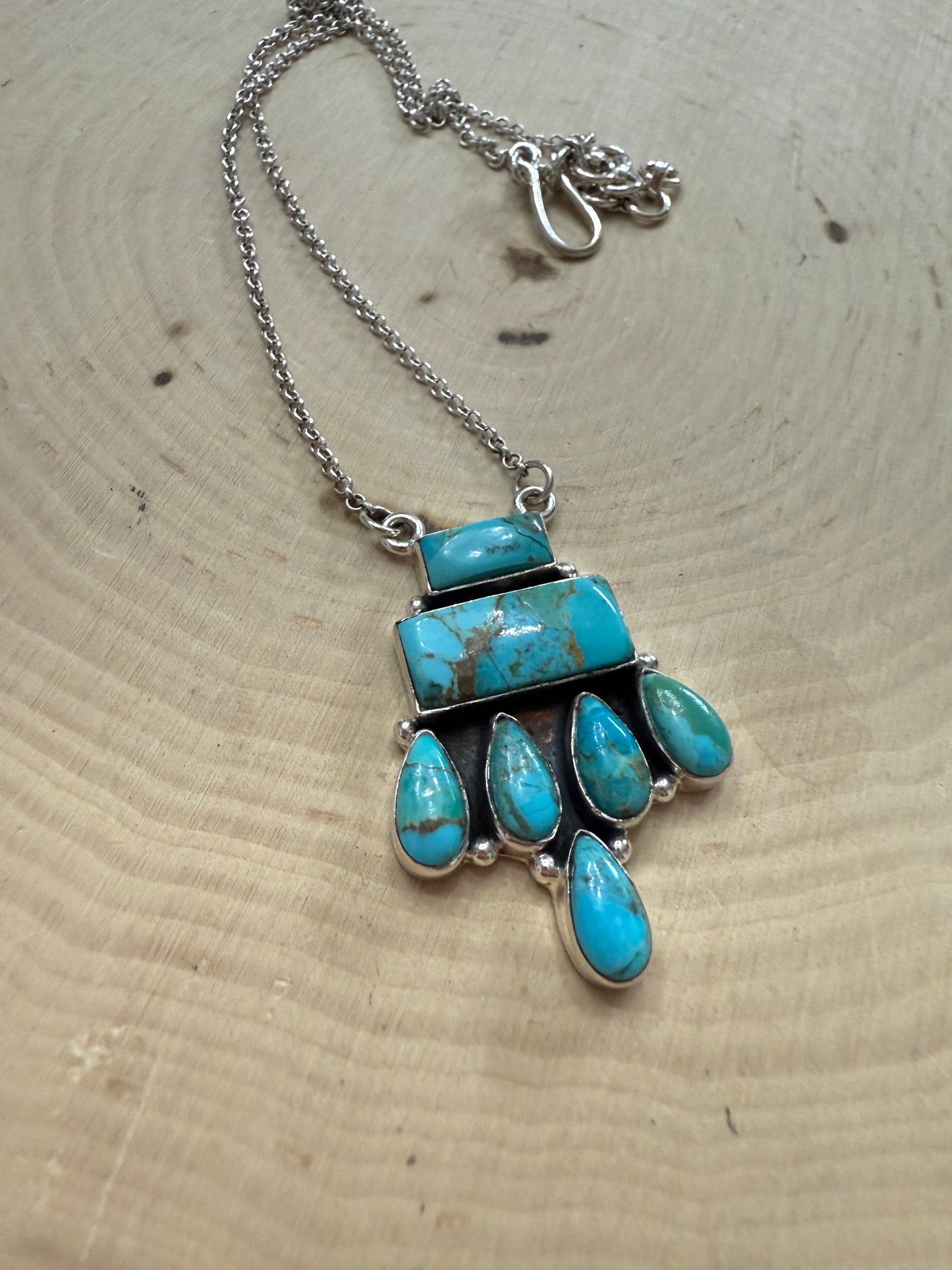 Handmade Sterling Silver & Kingman Turquoise Necklace