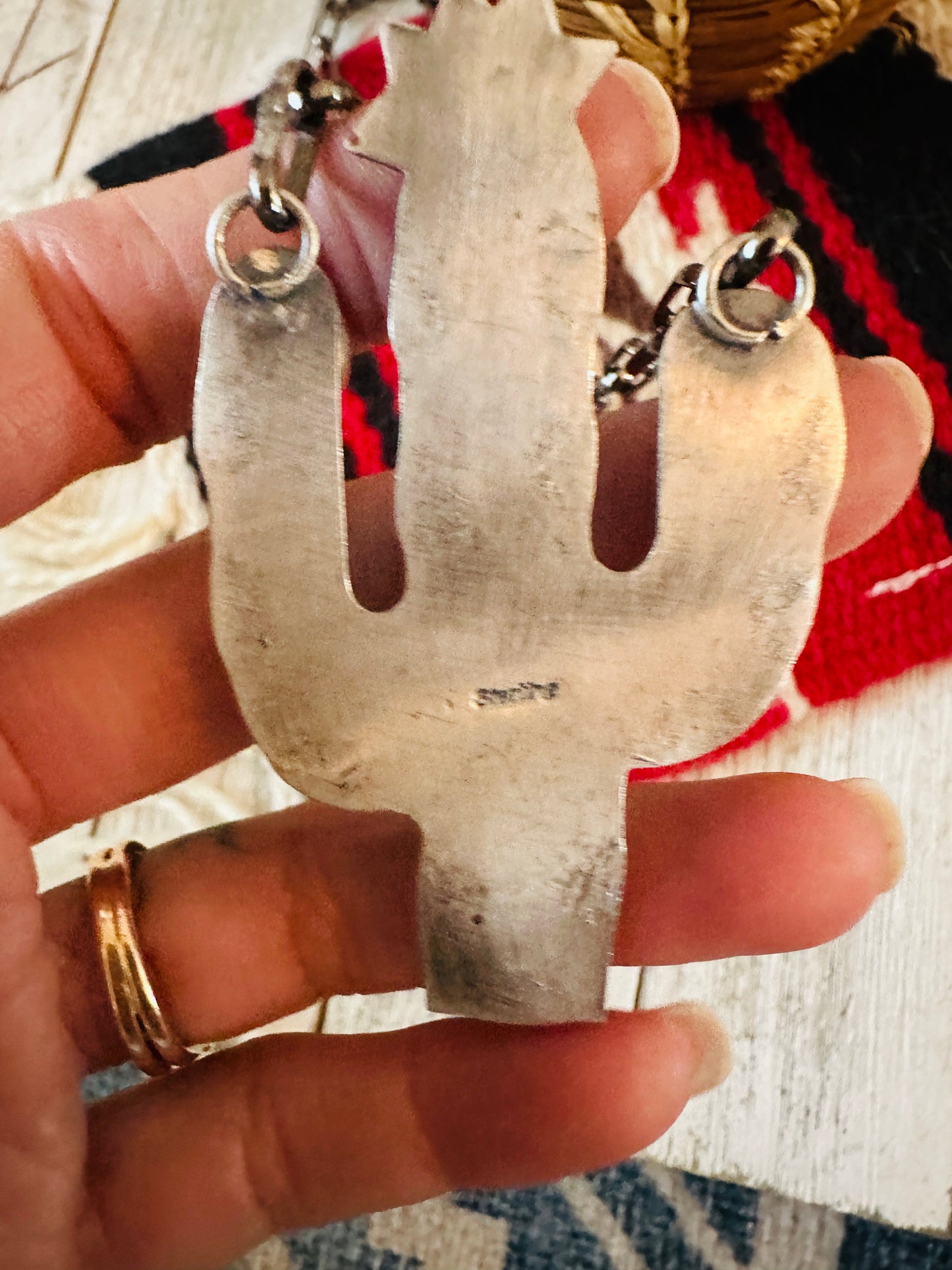 Navajo Sterling Silver, Turquoise & Spiny Cactus Necklace