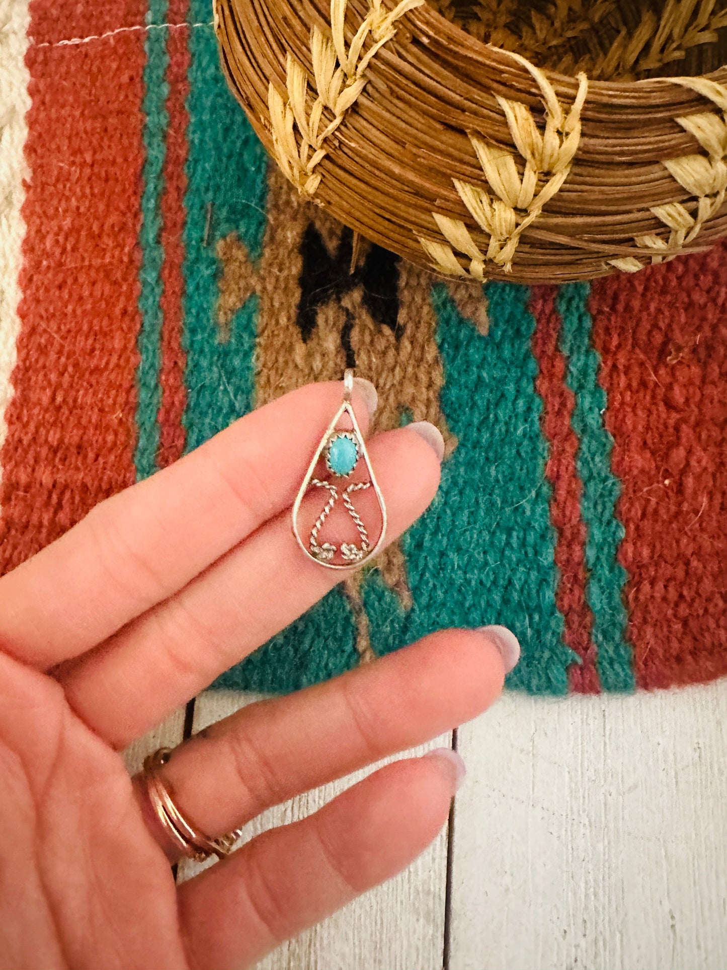 Vintage Navajo Turquoise & Sterling Silver Pendant