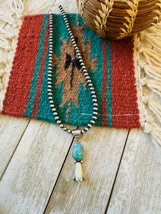 Navajo Sterling Silver & Sonoran Gold Turquoise Blossom Necklace