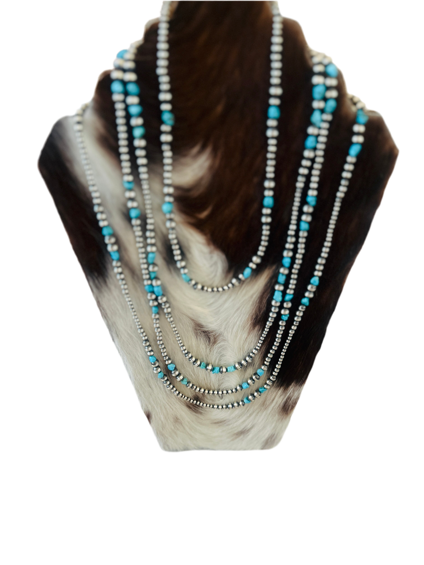 Navajo Sterling Silver & Turquoise Beaded Necklace