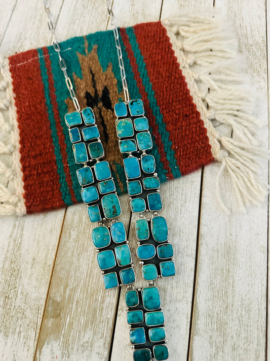 Handmade Sterling Silver & Turquoise Cluster Necklace