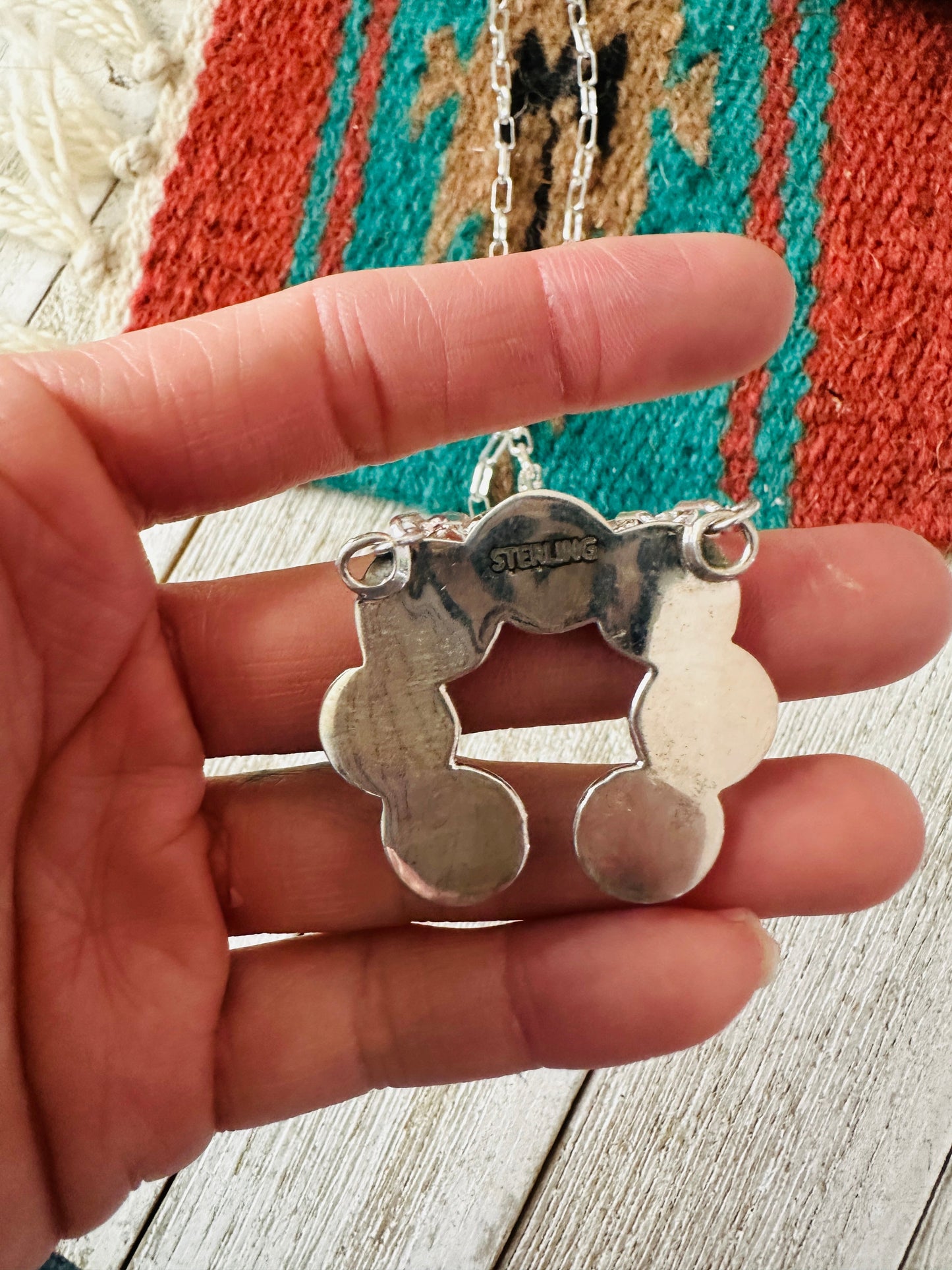 Navajo Sterling Silver & Orange Spiny Naja Necklace