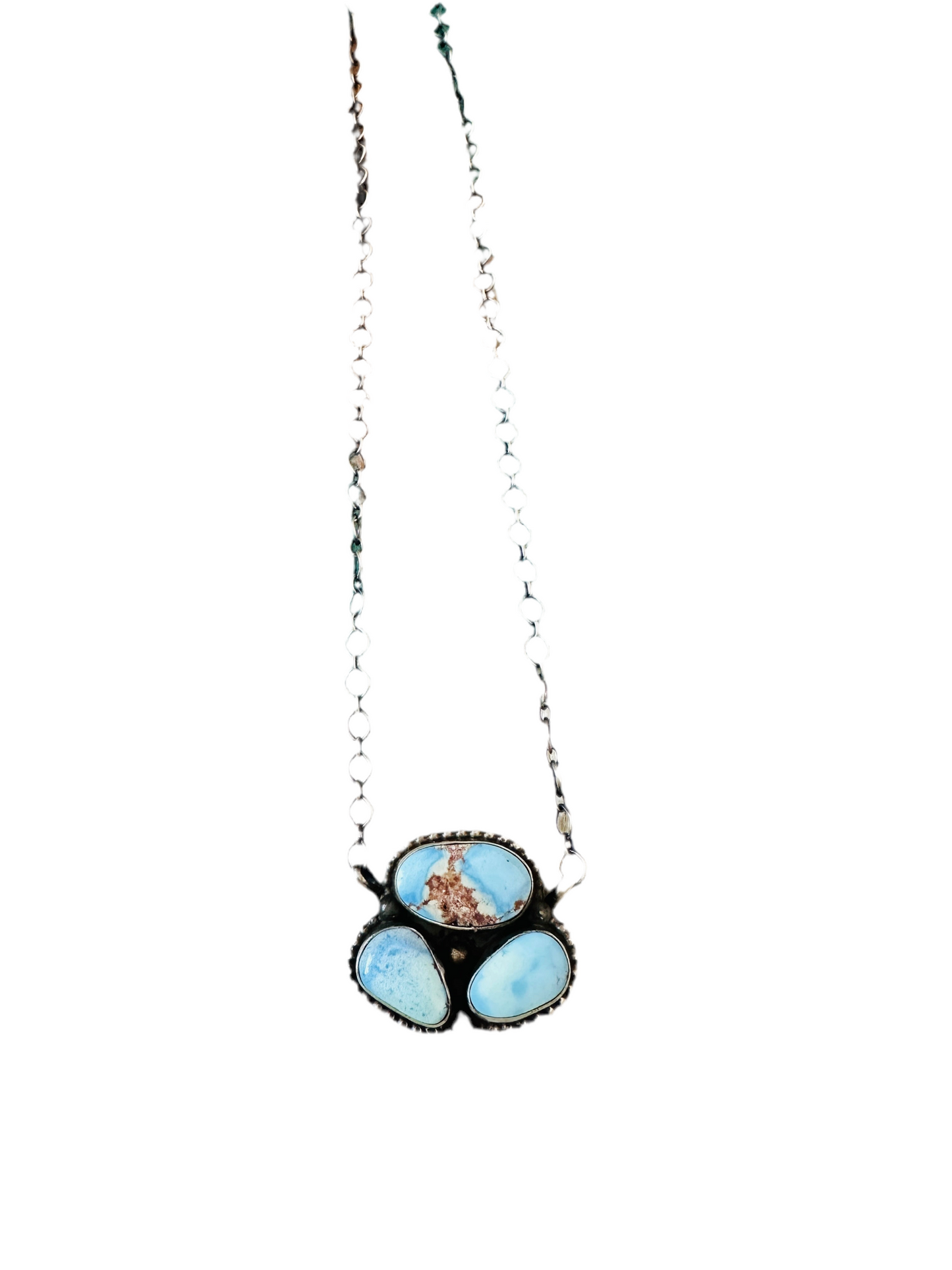 Navajo Sterling Silver & Golden Hills Turquoise Cluster Necklace