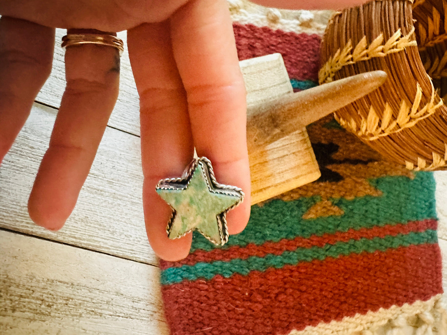 Navajo Sterling Silver & Turquoise Star Ring