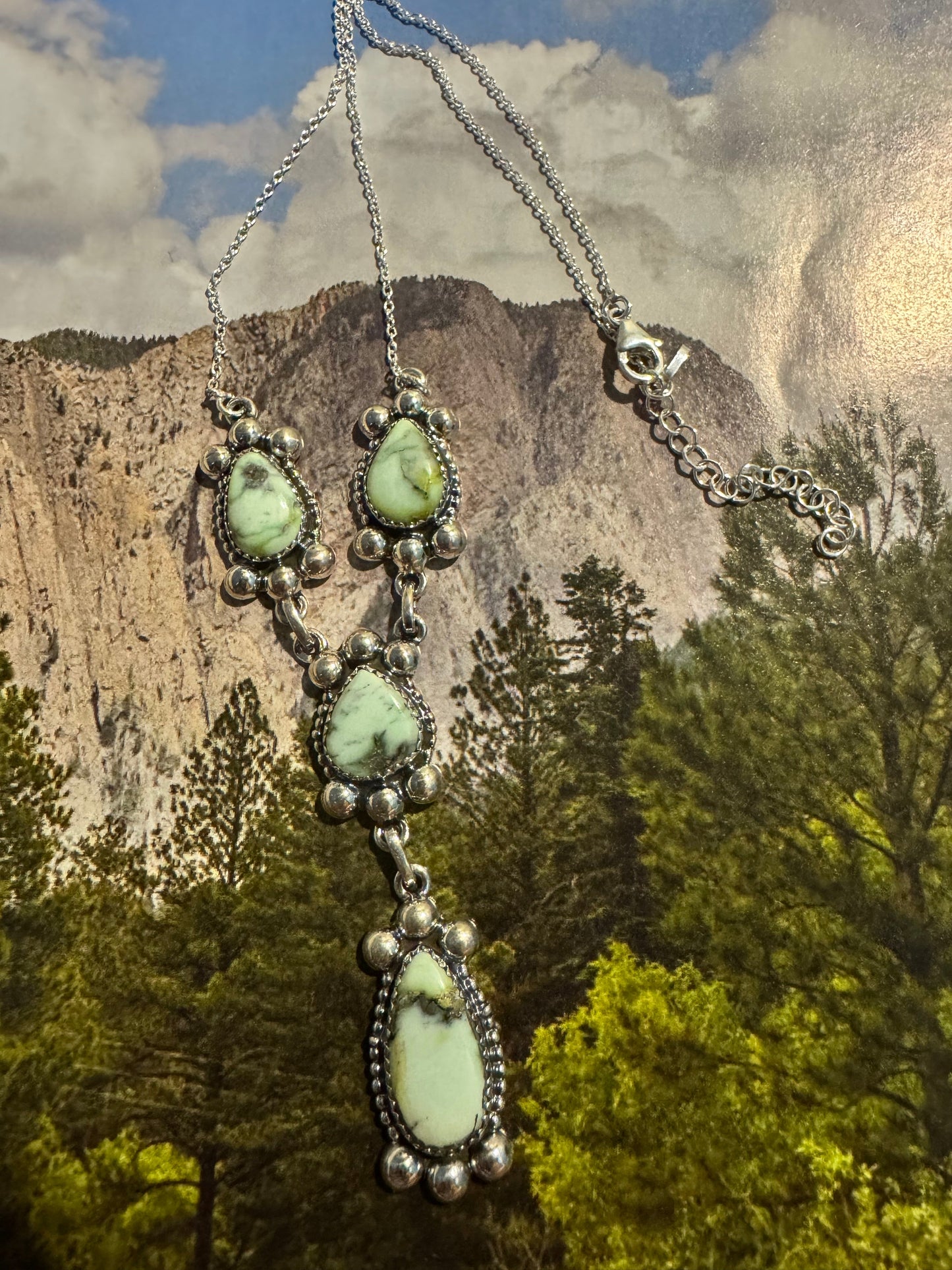 Beautiful Handmade Sterling Silver & Palomino Lariat Necklace