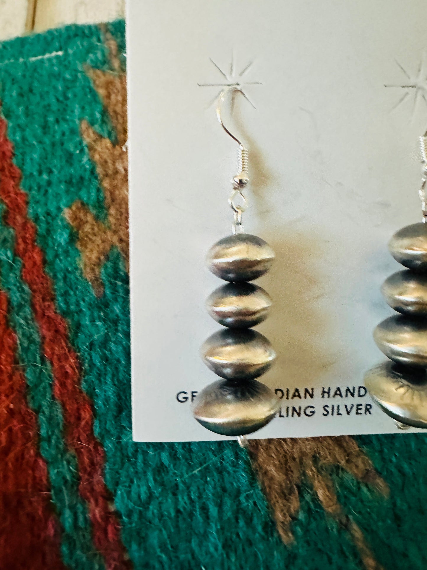 Navajo Sterling Silver Pearl Beaded Dangle Earrings