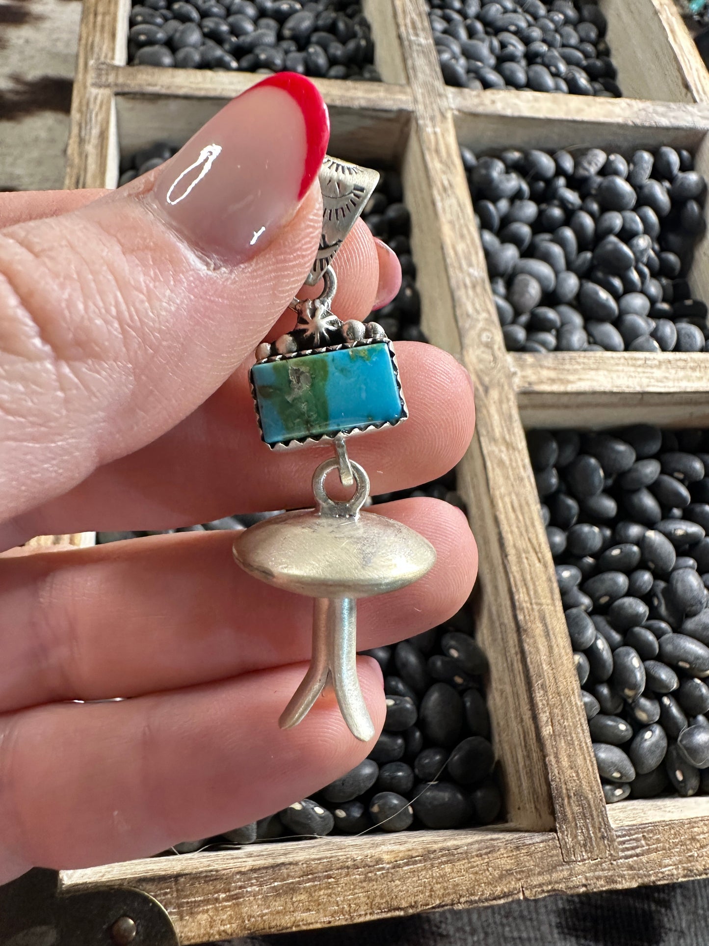 Handmade Sterling Silver Sonoran Mountain Turquoise Blossom Pendant