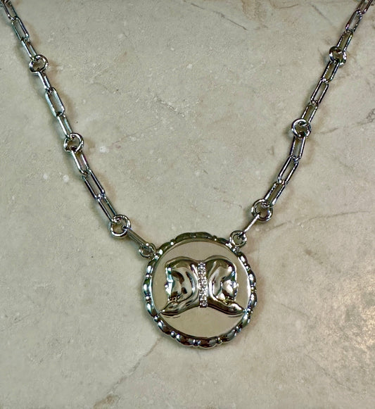 Bold CZ Zodiac Link Gemini Necklace