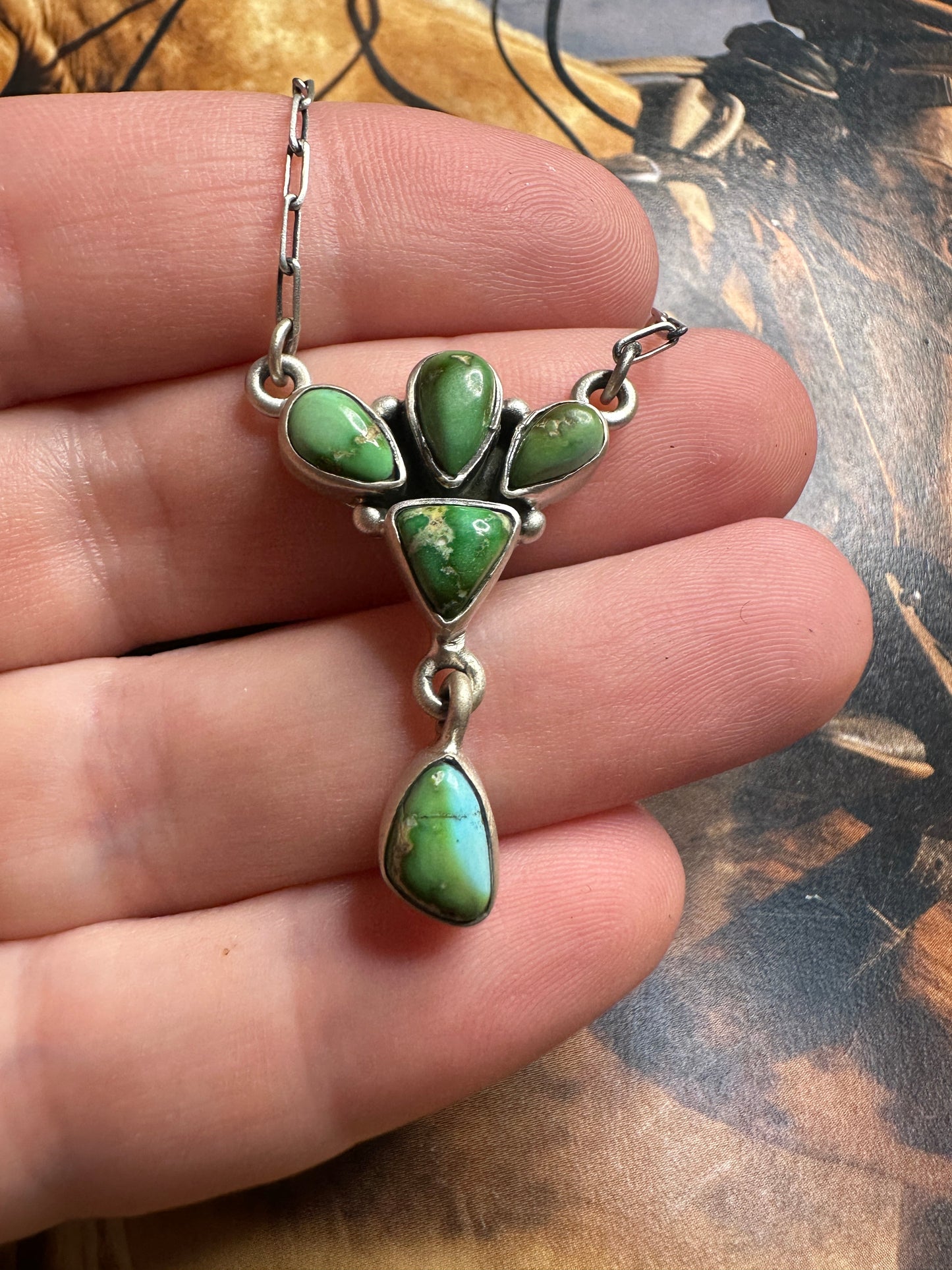 Handmade Sterling Silver Sonoran Mountain Turquoise Necklace