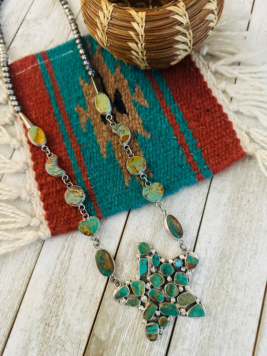 Navajo Sterling Silver & Royston Turquoise Star Necklace by Jacqueline Silver