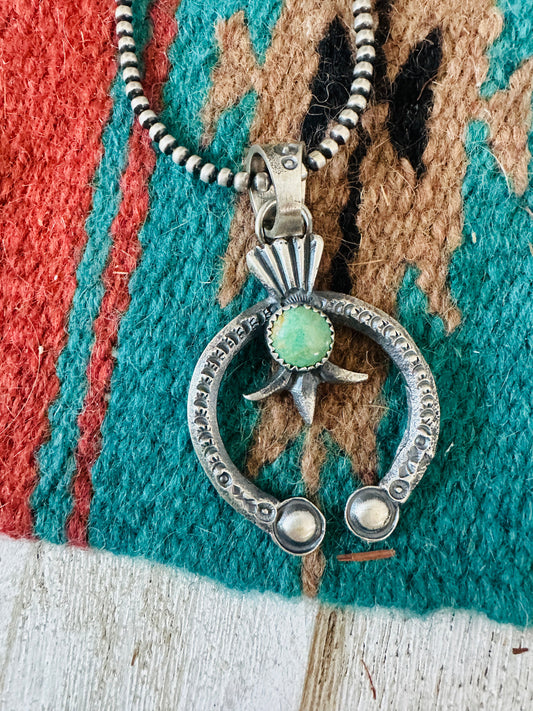 Navajo Sterling Silver & Turquoise Naja Pendant by Eva & Linberg Billah