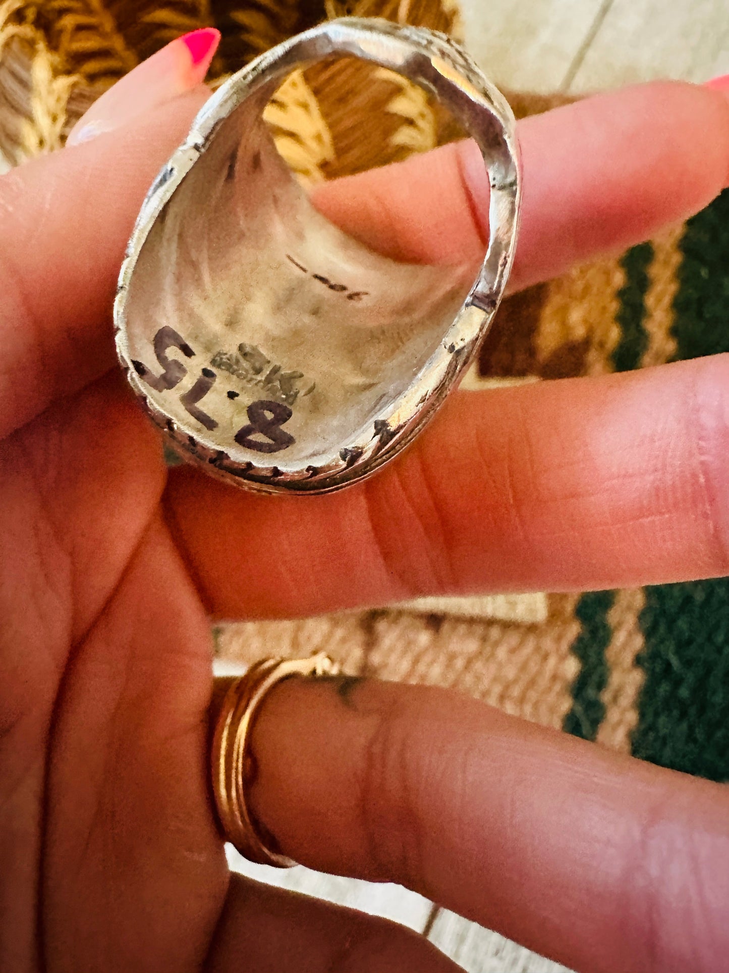 Old Pawn Navajo Sterling Silver & Lapis Men’s Ring Size 8.75