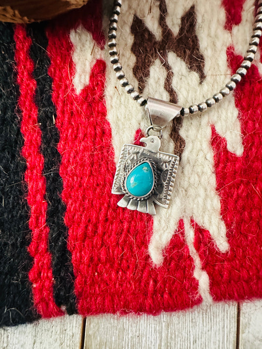 Navajo Turquoise & Sterling Silver Thunderbird Pendant