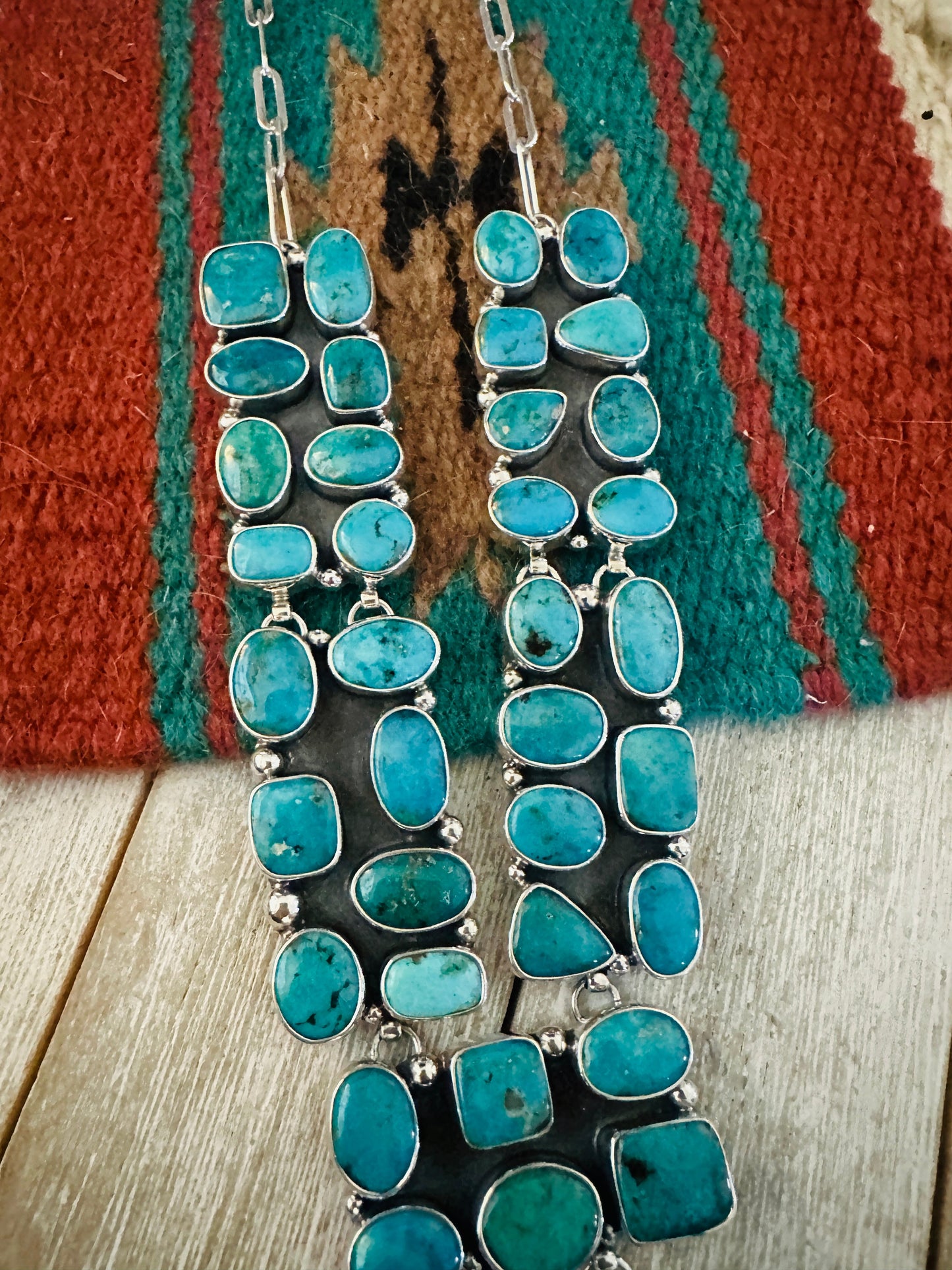 Handmade Sterling Silver & Turquoise Cluster Necklace