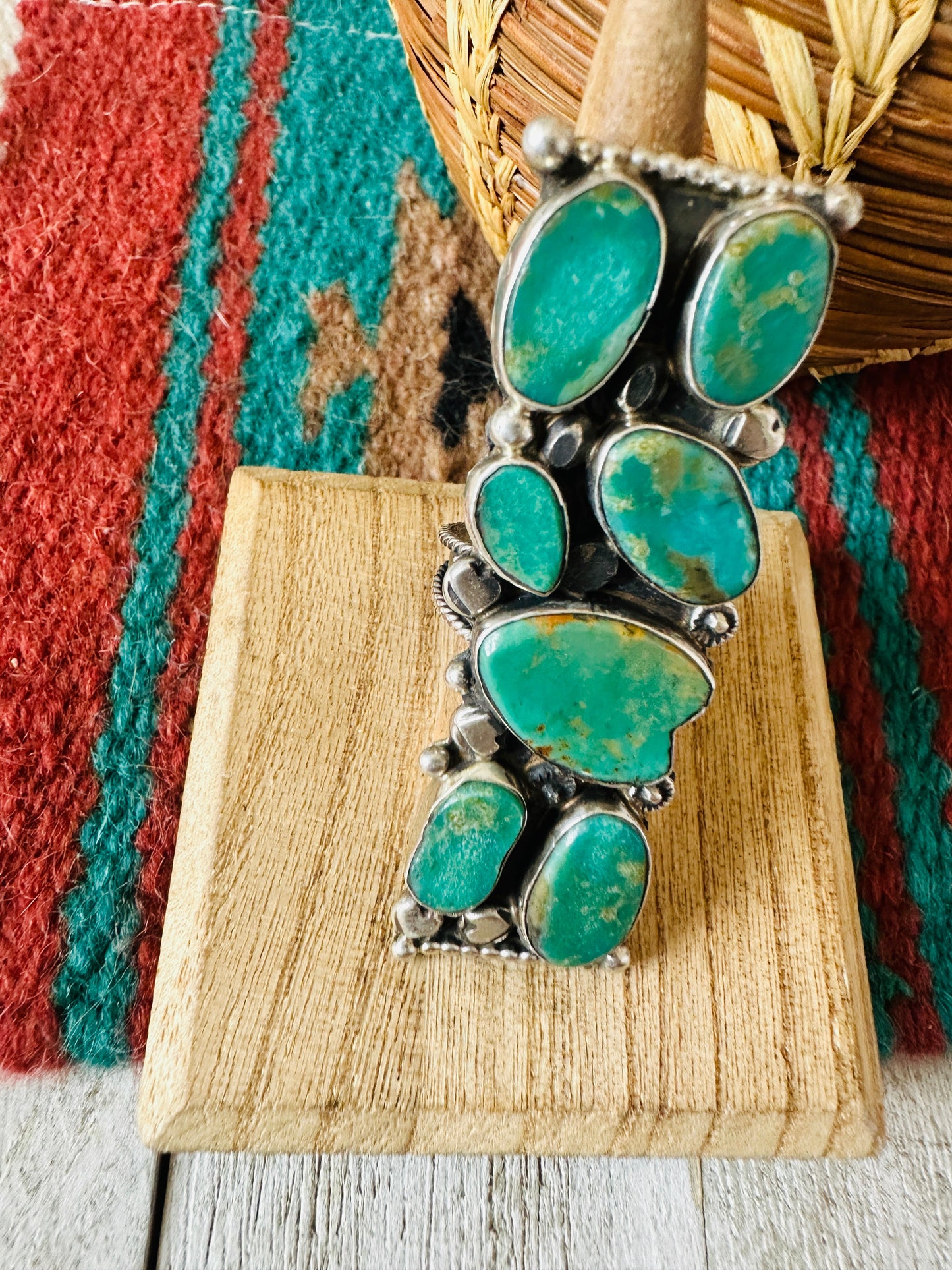 Navajo Royston Turquoise & Sterling Silver Adjustable Ring by Jacqueline Silver