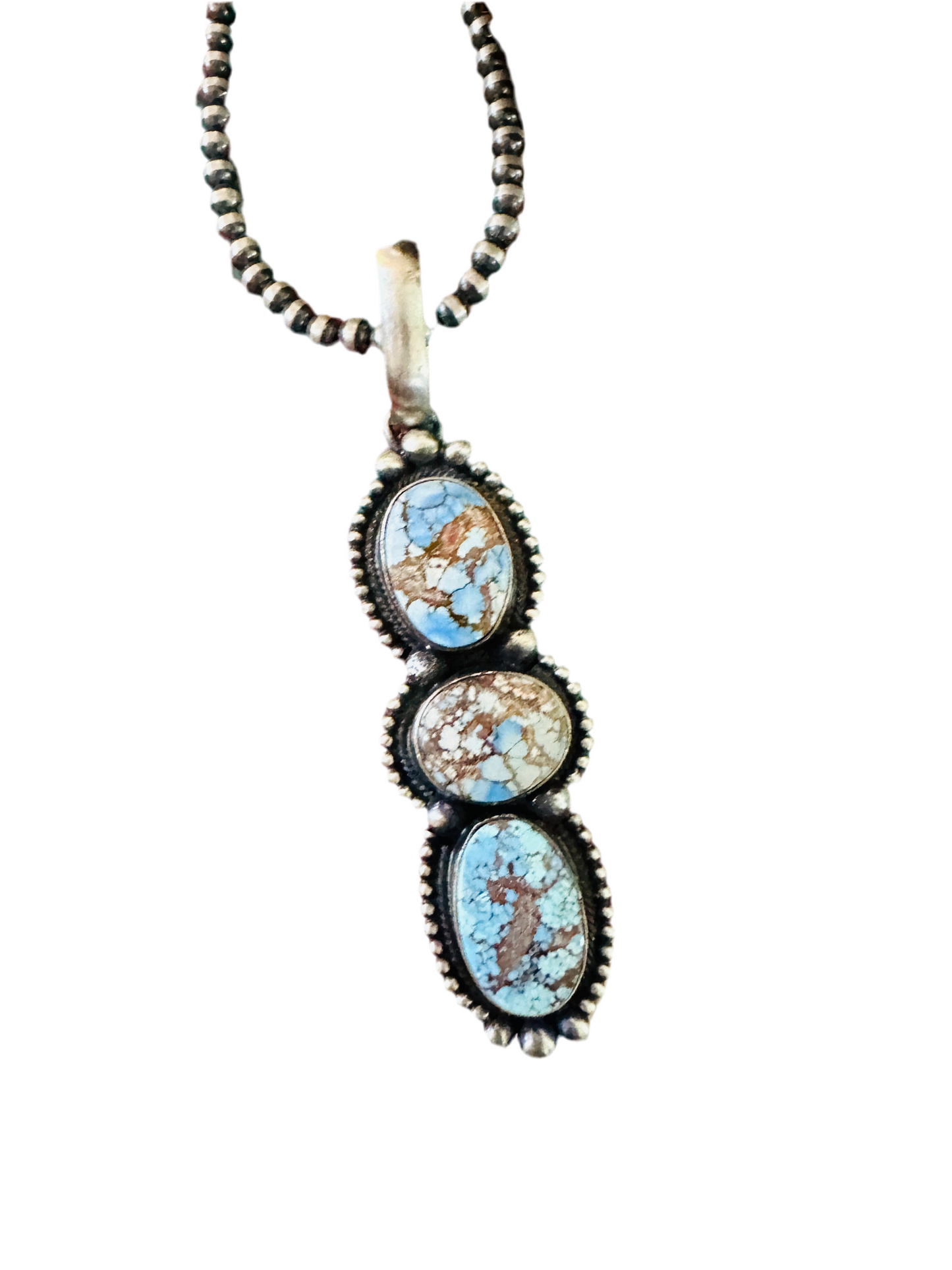Navajo Golden Hills Turquoise & Sterling Silver Pendant