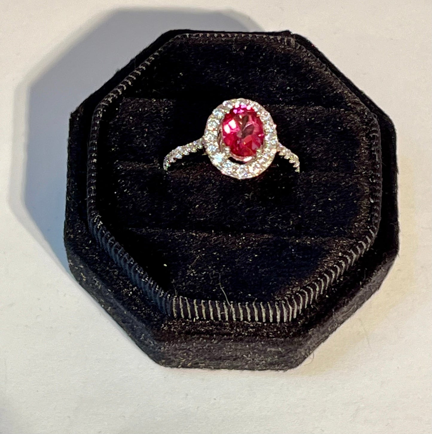 Pink Topaz Oval Shape Sterling Silver Ring Size 6