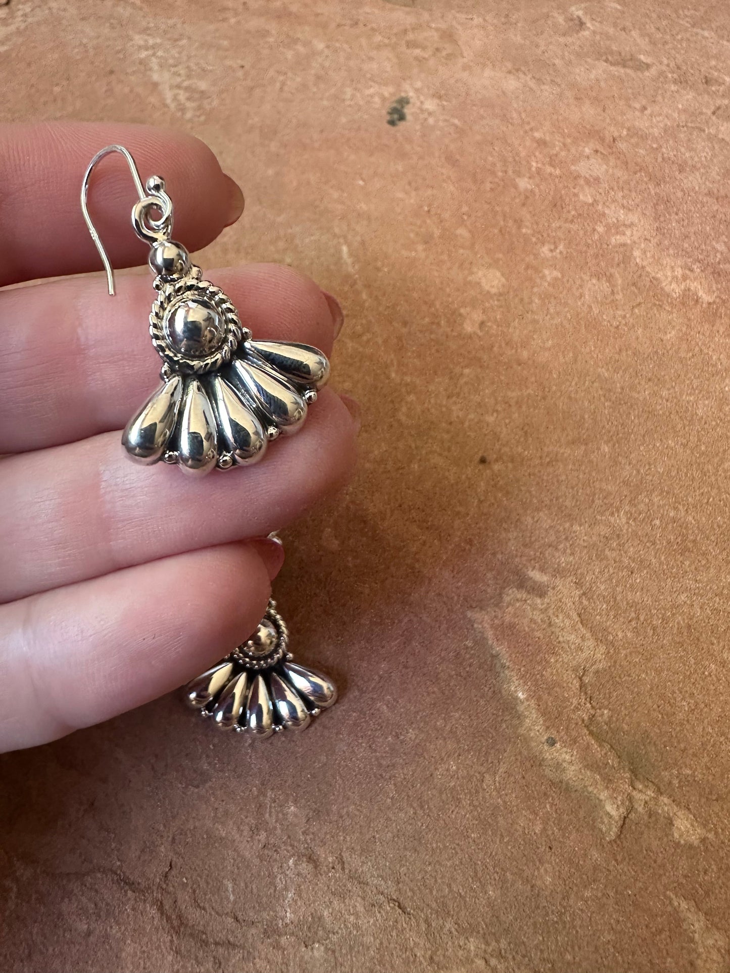 Handmade Sterling Silver Ball Dangle Earrings Signed Nizhoni