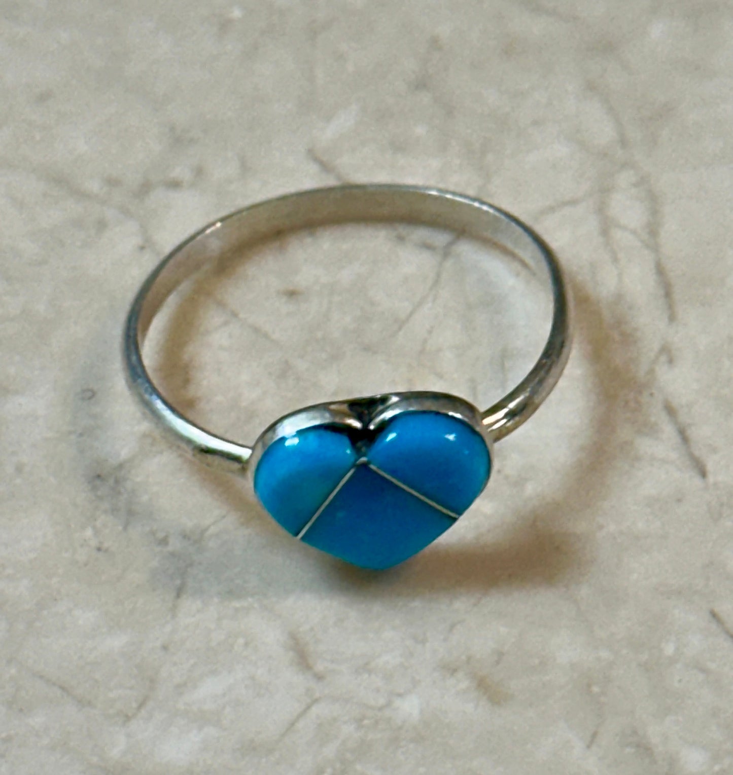 Turquoise Heart Ring Size 7.25