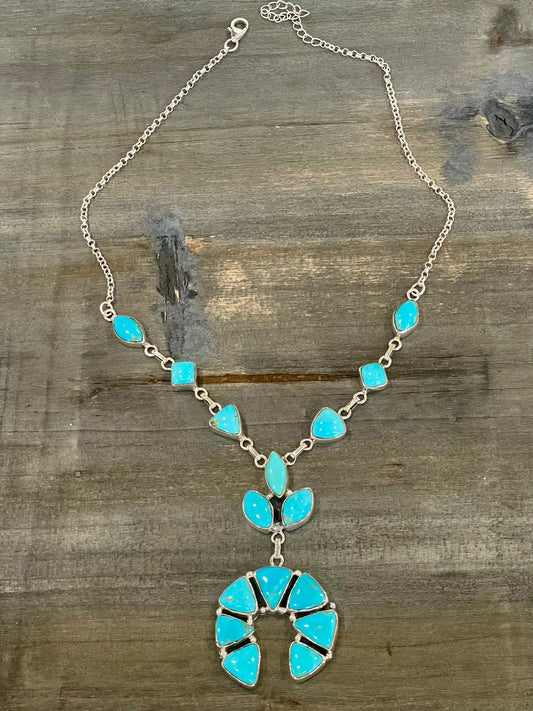 Handmade Sterling Silver Sonoran Mountain Turquoise Naja Necklace