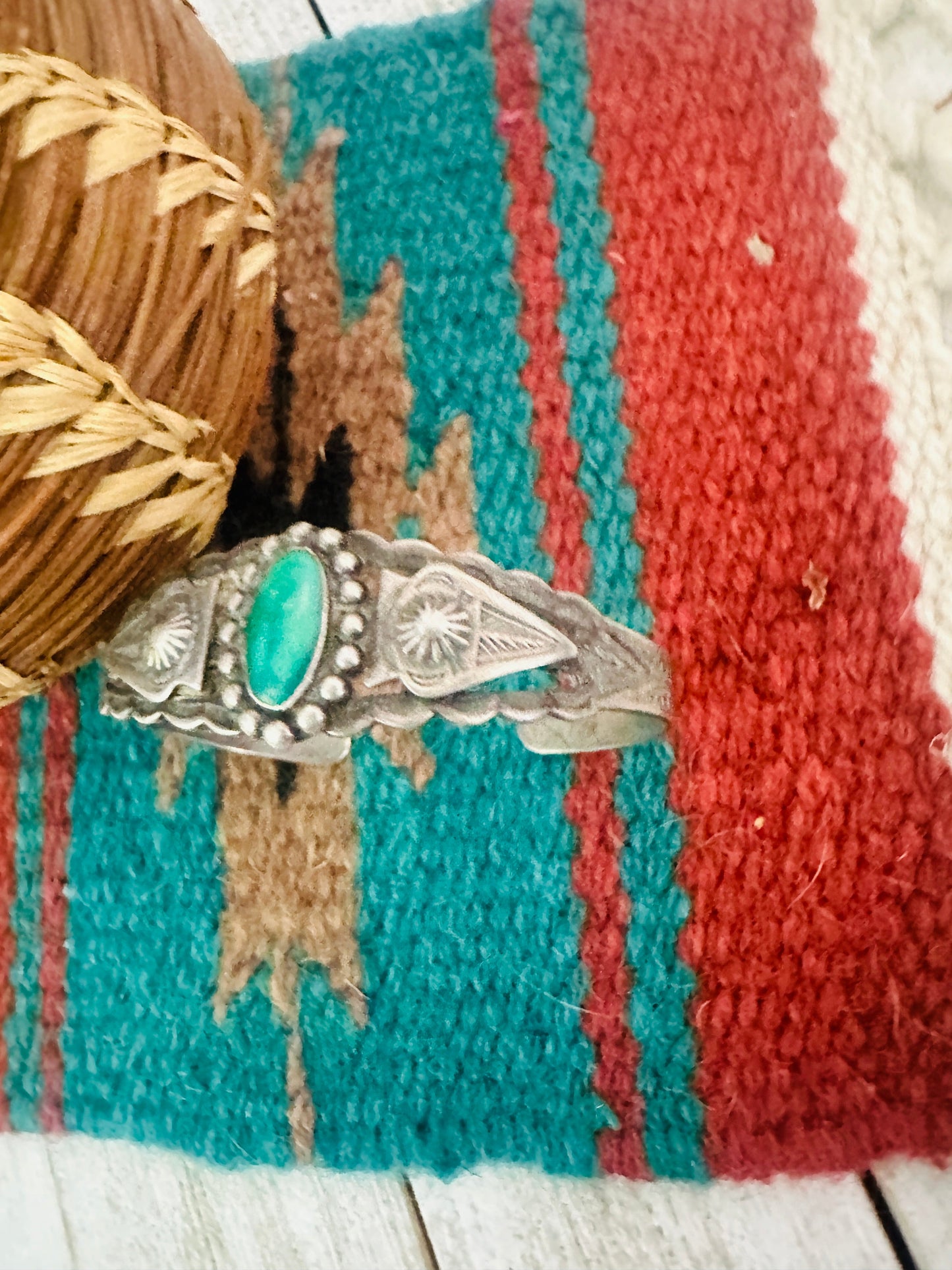 Old Pawn Navajo Sterling Silver & Turquoise Cuff Bracelet