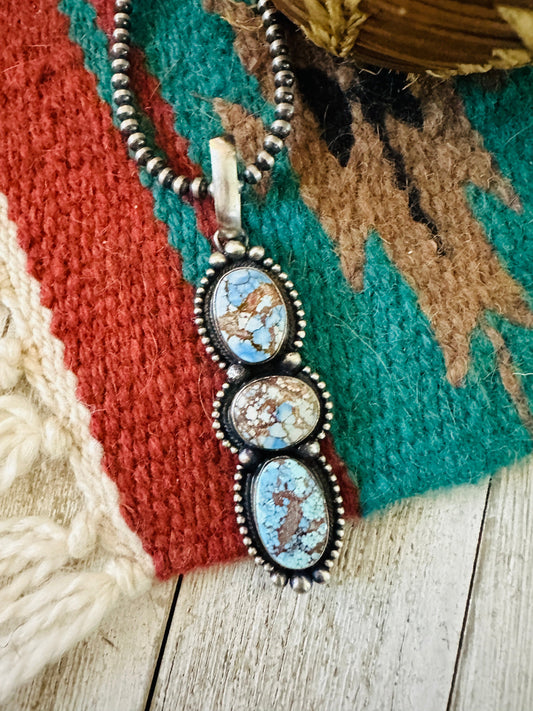 Navajo Golden Hills Turquoise & Sterling Silver Pendant