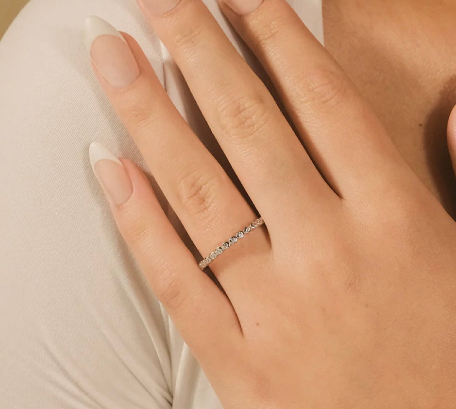 Sterling Silver Full Eternity Stacking Band Ring
